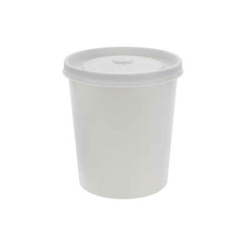 US Foods Monogram 32 oz. Paperboard Round Food Container and Lid, White, 250 ct.