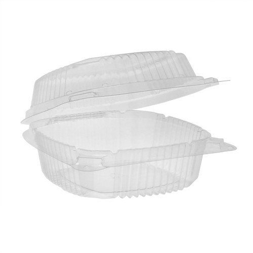 US Foods Monogram 5" ClearView SmartLock Hinged Lid Container, Clear, 375 ct.
