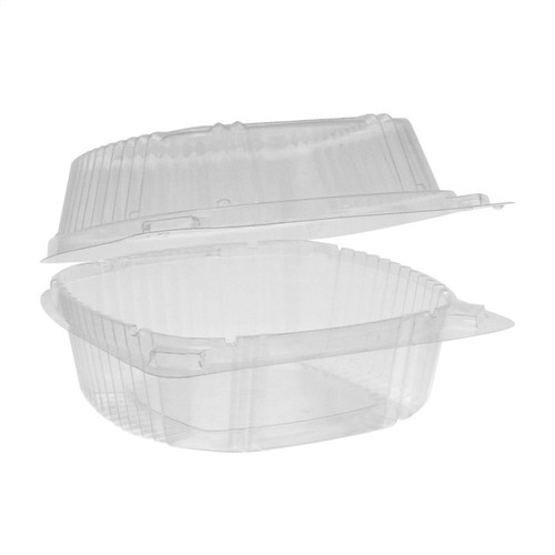US Foods Monogram 6" ClearView SmartLock Hinged Lid Container, Clear, 500 ct.