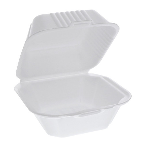 US Foods Monogram 6 x 6" PS Foam Intellilock Sandwich Hinged Lid Container, White, 504 ct.