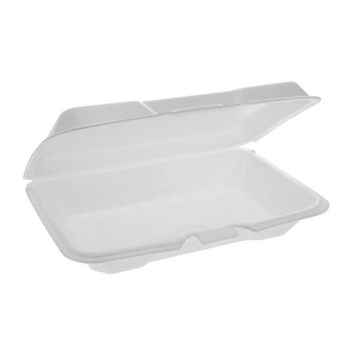 VBTGFH97W - Victoria Bay 9 x 6.5 x 1" PS Foam Very Shallow Hinged Lid Rectangular Container, White, 150 ct.