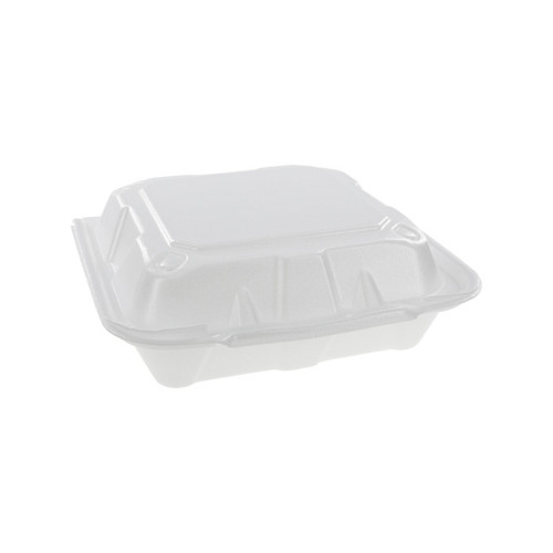 VBFMH83VW - Victoria Bay 8 x 8" Vented PS Foam 3-Compartment Hinged Lid Container, White, 150 ct.
