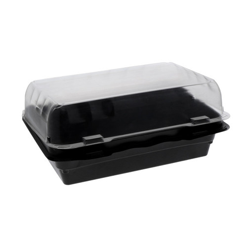 Pactiv Evergreen 30 oz. 8 x 5" Dual Color SmartLock Snackbox Hinged Lid Container, Black/Clear, 200 ct.