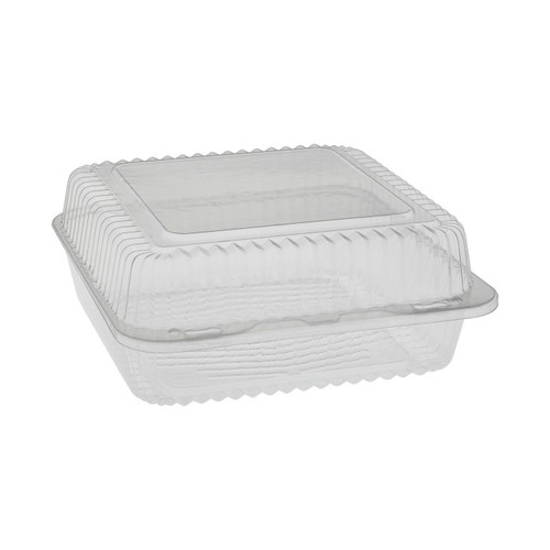 Pactiv Evergreen 8.1 x 8.75 x 3.5" SmartLock Large Bar-Lock OPS Square Hinged Container, Clear, 200 ct.