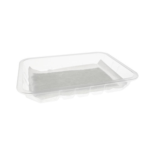 Pactiv Evergreen 8P PET Rolled Rim Tray With Pad, Clear, 4,320 ct.