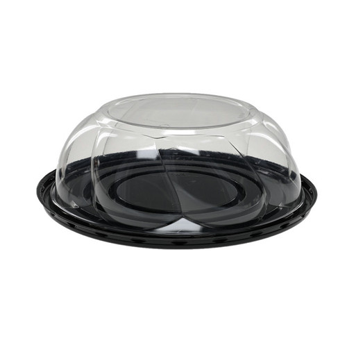 Pactiv Evergreen 3" Tall Swirl Dome Lid and Base for 8" Pie, Black/Clear, 100 ct.