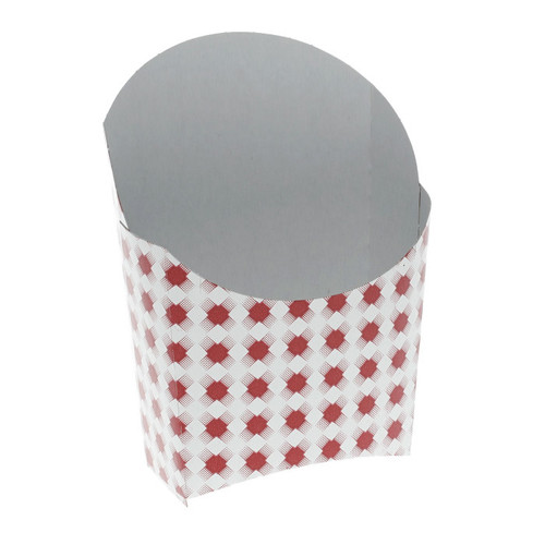Pactiv Evergreen 5 oz. Large Paperboard Fry Carton, Basketweave Print, White/Red, 1,000 ct.