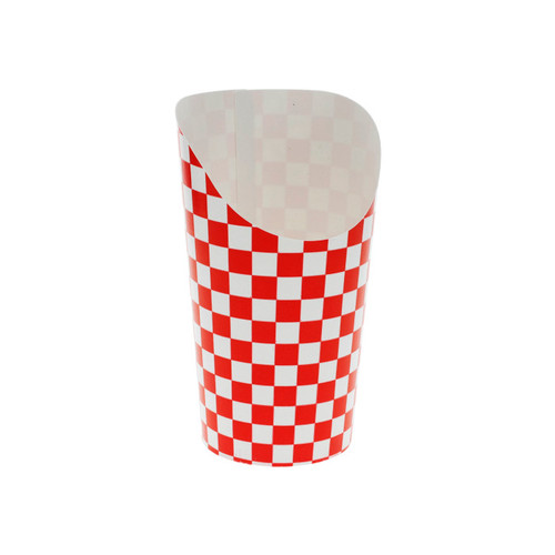 Pactiv Evergreen 6 oz. Paperboard Fry Scoop, Checkered Print, White/Red, 1,000 ct.