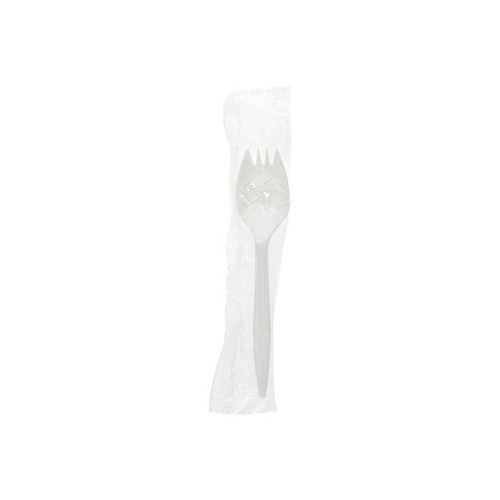 Pactiv Evergreen Fieldware Medium Weight Wrapped PP Spork, White, 1,000 ct.