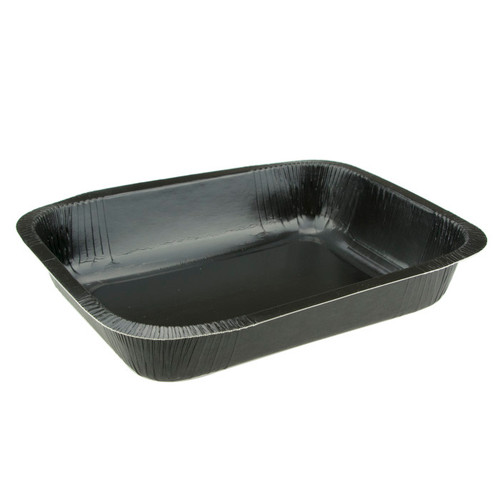 Pactiv Evergreen 36.7 oz. 6.7 x 8.9" PFAS-Free Pressware Ebony Premier Dual-Ovenable Paperboard Trays, Black, 250 ct.
