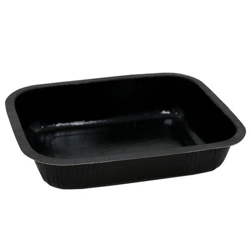 Pactiv Evergreen 47 oz. 7 x 9" PFAS-Free Pressware Ebony Premier Dual-Ovenable Paperboard Tray, Black, 1,536 ct.