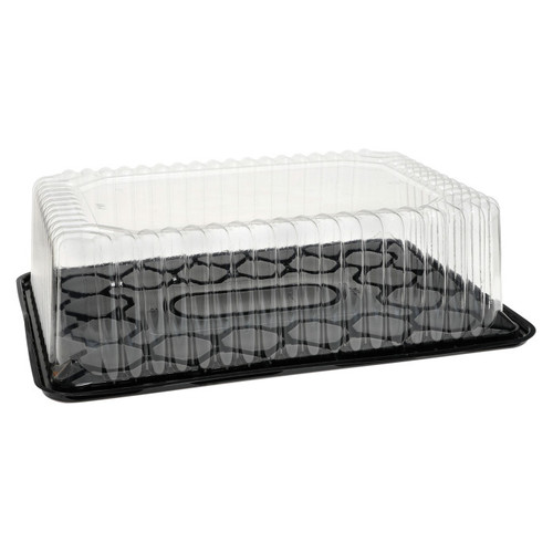 Pactiv Evergreen 1/4 Sheet Cake Base with 4.25" Fluted Dome Lid, Black/Clear, 50 ct.
