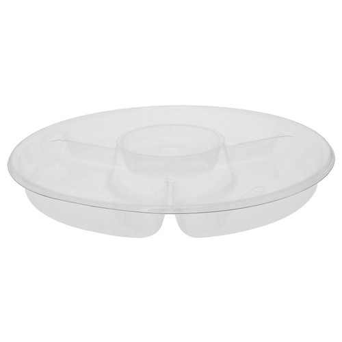 Pactiv Evergreen 12.1 x 1.4" Deep 3-Compartment Serving Tray, Clear, 25 ct.
