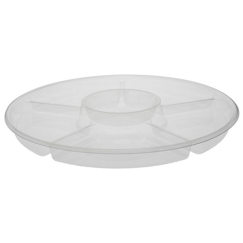 Pactiv Evergreen 16" 5-Compartment Round Platter, Clear, 25 ct.