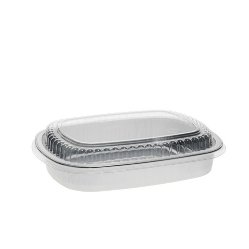 Pactiv Evergreen 60 oz. Aluminum Classic Carry-Out Container with PET Dome Lid, Silver/Clear, 50 ct.