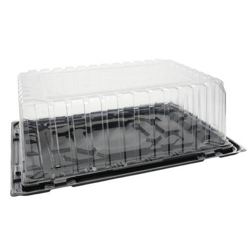 Pactiv Evergreen 1/4 Showcake OPS Sheet Cake Base and Deep Dome Lid, Black/Clear, 50 ct.