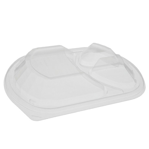 Pactiv Evergreen Clearview Mealmaster 9 x 8" Large 3-Compartment Anti-Fog Dome Lid, Clear, 252 ct.