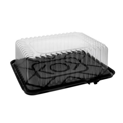 Pactiv Evergreen 1/8 Sheet Cake Base with 3.5" Fluted Dome Lid, Black/Clear, 100 ct.