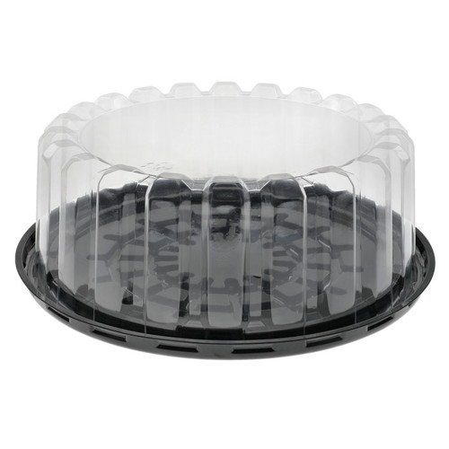 Pactiv Evergreen 7" OPS Shallow Cake Base and Dome Lid, Black/Clear, 100 ct.