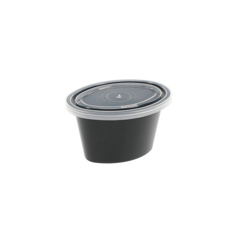 Pactiv Evergreen ellipso 1 oz. Microwavable Portion Cup and Lid Combo, Black/Translucent, 1,000 ct.