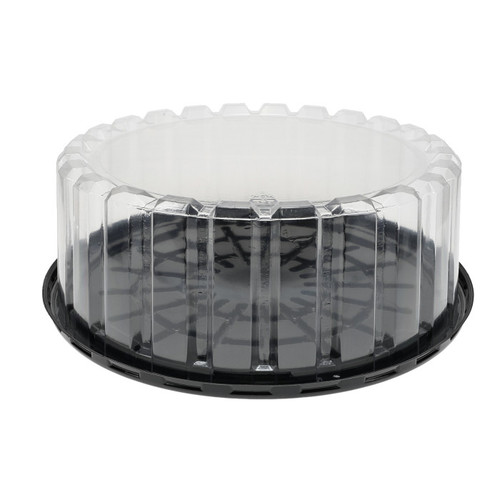 Pactiv Evergreen 9" Showcake OPS Cake Base and Shallow Dome Lid, Black/Clear, 90 ct.