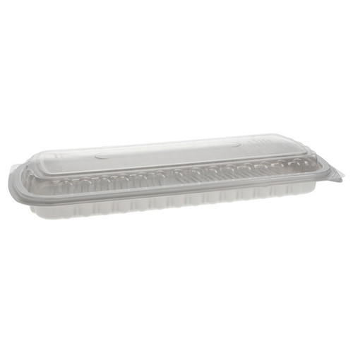 Pactiv Evergreen MealMaster 16.6 x 7.3 x 2.3" Full Rib Container MFPP Base and OPS Lid, White/Clear, 80 ct.