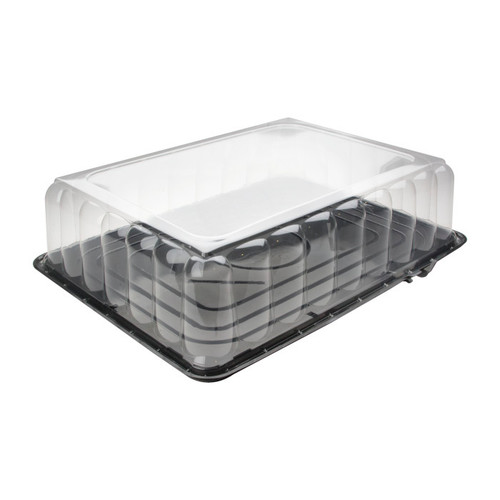 Pactiv Evergreen 5” RoseDome Lid and Base with Tab on Long Side for 1/2 Sheet Cake, Black/Clear, 30 ct.