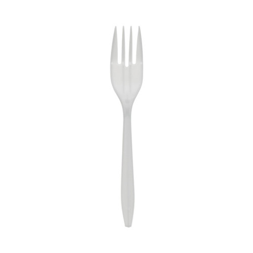 Pactiv Evergreen Fieldware 5.9" Medium Weight PP Fork, White, 1,000 ct.