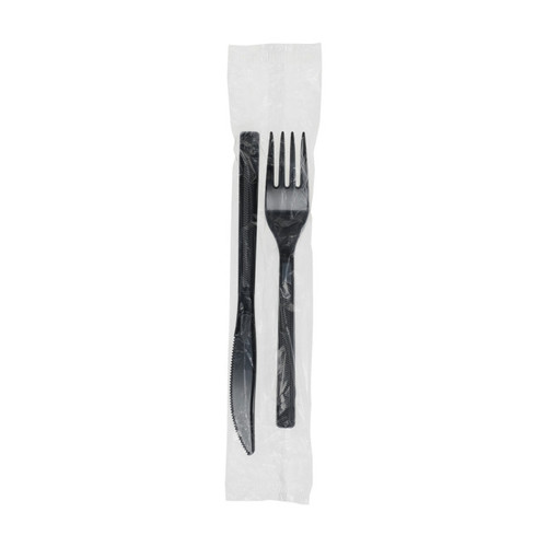 Pactiv Evergreen Prairiehollow Heavy Weight Wrapped PS Cutlery Kit (Fork, Knife), 500 ct.