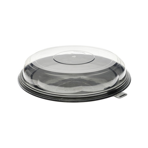 Pactiv Evergreen 12” Caterware Tray with 2.25” RoseDome Lid, Black/Clear, 25 ct.