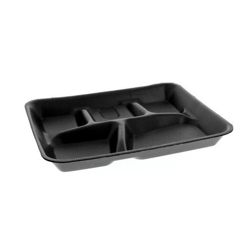 Pactiv Evergreen 5-Compartment School Lunch Tray, Black, 500 ct.