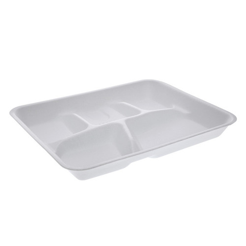 Pactiv Evergreen 5-Compartment School Lunch Tray, White, 500 ct.