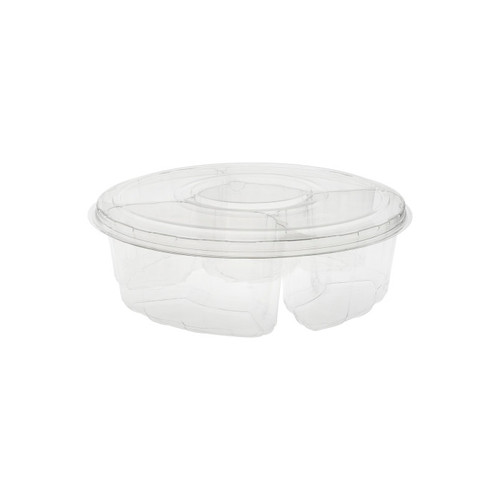Pactiv Evergreen 13" Round 4-Compartment Produce Platter and Lid, Clear, 30 ct.