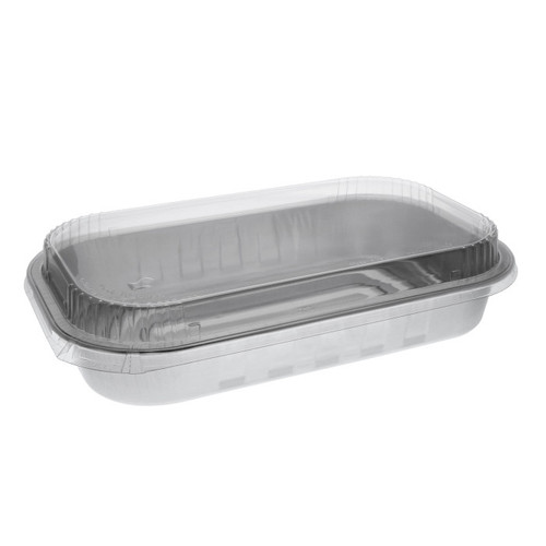 Pactiv Evergreen 72 oz. Aluminum Carry-Out Container with PET Tamper-Evident Dome, Silver/Clear, 125 ct.