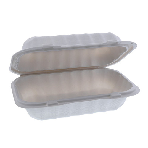 EarthChoice 9 x 6 x 3" MFPP Hinged Lid Container, White, 270 ct.