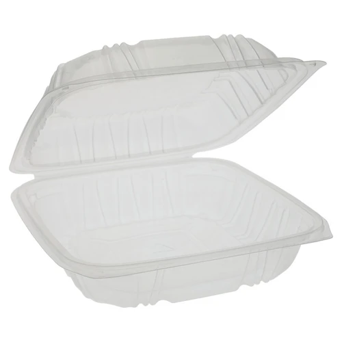 Gordon Food Service Gordon Choice 10.5 x 9.5" Vented PP Hinged Lid Container, Clear, 132 ct.
