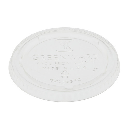 GFS Re.Source Compostable PLA Flat Lid for 3.25 and 4 oz. Portion Cups, Clear, 2,000 ct.