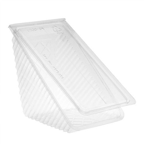 Pactiv Evergreen 6.5 x 3 x 3.25" PET Hinged Sandwich Wedge, Clear, 255 ct.