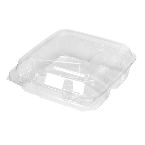 9”x 9” clear clamshell 3-cavity container (29583) 