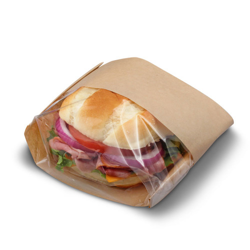 Dubl View®  ToGo! deli bag medium round & square - Natural - 4.50 x 2.50 x 8.50 (300093)