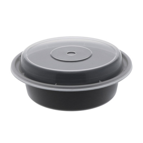 Newspring VERSAtainer 16 oz. Round PP Container and Lid, Black/Clear, 150 ct.