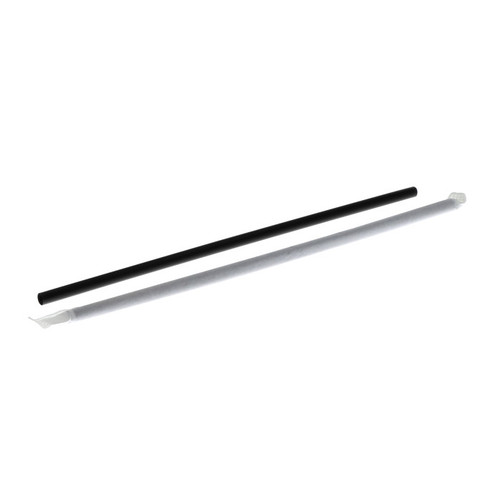 Pactiv Evergreen 7.75" Jumbo Straw, Wrapped, Black, 6,000 ct.