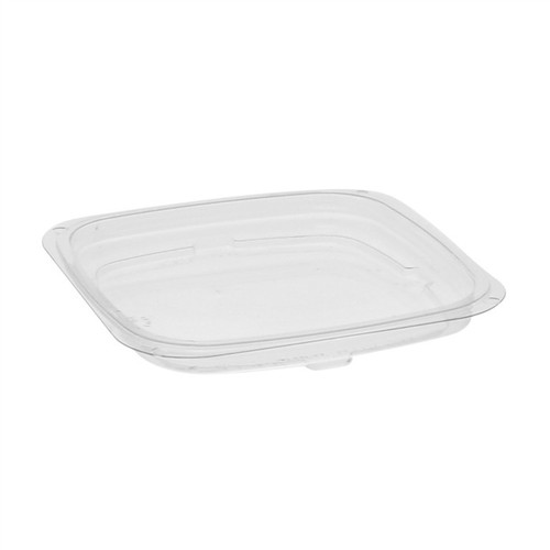 Pactiv Evergreen Flat Recessed Lid for 4" PET Square Container, Clear, 960 ct.