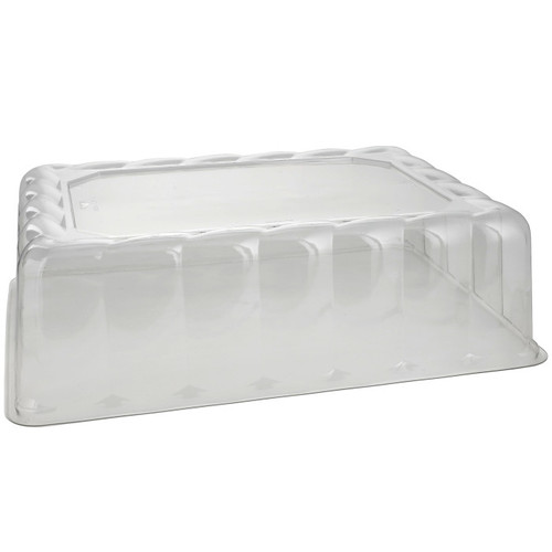 Pactiv Evergreen 4.25” Swirl Dome Lid fits No Tab 1/4 Sheet Cake Base, Clear, 50 ct.