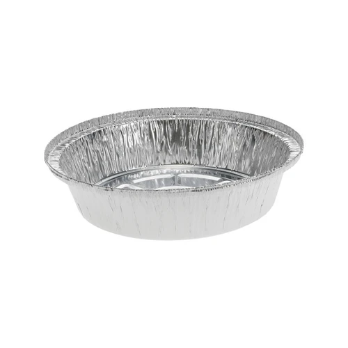 Pactiv Evergreen 7" 1.5 Lb. Aluminum Round Hemmed Edge Take-Out Container, Silver, 500 ct.