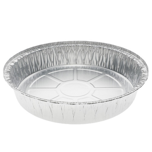 Pactiv Evergreen 9" Aluminum Round Hemmed Edge Take-Out Container, Silver, 500 ct.