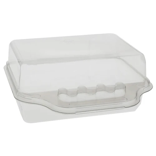 Pactiv Evergreen 7 x 6" PET Hinged Lid Container Lunch Box, Clear, 150 ct.