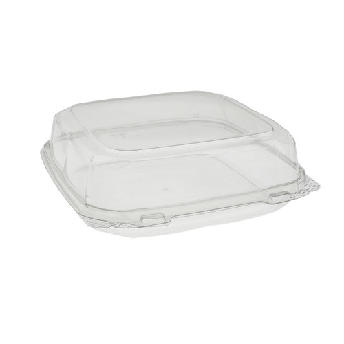 EarthChoice 9 x 9 x 3" RPET Hinged Lid Container, Clear, 250 ct.