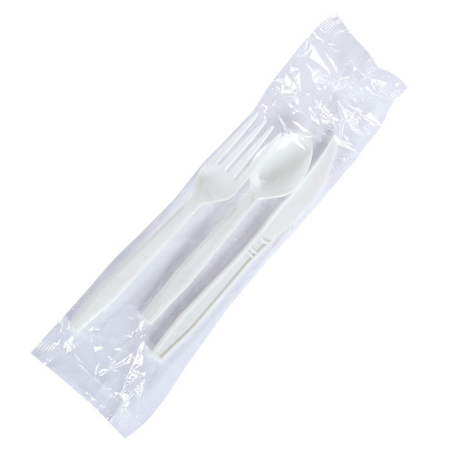 Cutlery Kits 4.7 HW White F/K/S Clear Wrap (WHP62)