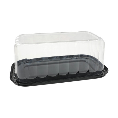 Pactiv Evergreen 4.25" RoseDome Lid and Base for Bar Cake, Black/Clear, 100 ct.